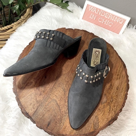 Circle S blue grey mules with studs size 7 - Picture 2 of 11